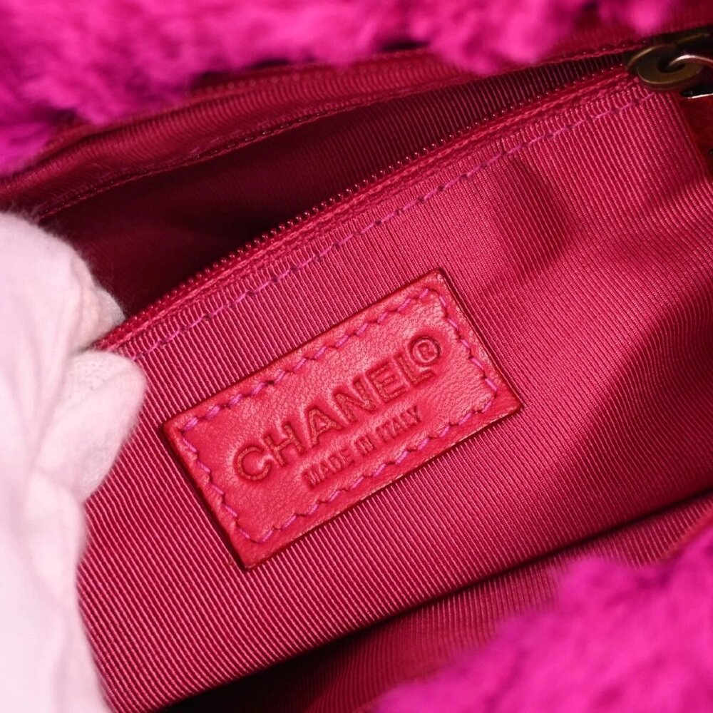 Chanel Pink Fur Chain Shoulder Bag 143554 - Picture 9 of 11